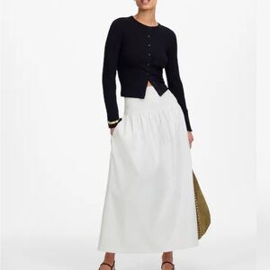 Madewell Smocked Waist Poplin Midi Skirt